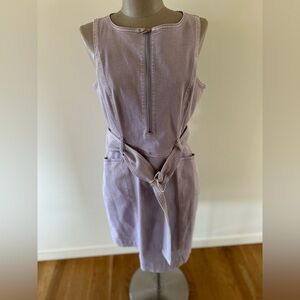 Petite Sleeveless Belted Denim Dress